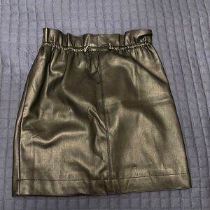 Black faux leather mini skirt